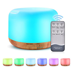 BNGXR Humidificador Ultrasónico 300ml, Difusor de Ambientador Aromaterapia Silencioso con LED de 7 Colores, Control Remoto Función para Temporizador H características