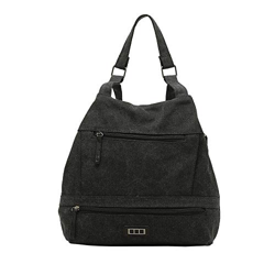 MISAKO Mochila Antirrobo MILI | Bolso Mochila de Moda Casual Pequeño de Algodón Negro | Asas regulables | Diseño práctico Diario - 29x33x13cm características