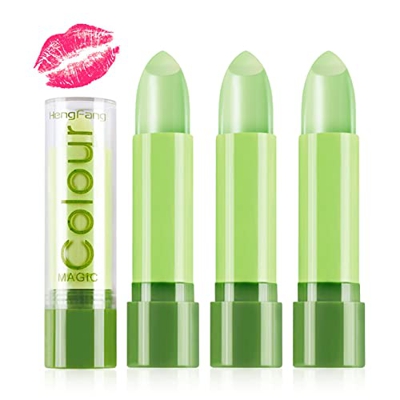 Lishang 3Piezas Impermeable Hidratante Pintalabios Cambia Color Natural Lápiz Labial Aloe Vera Pintalabio Larga Duración Mate Maquillaje Regalo Pintal