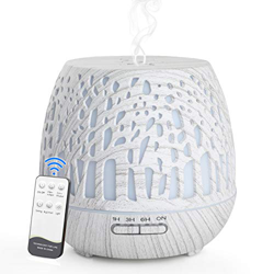 Simpeak Humidificador Ultrasónico y Difusor de Aroma 400 ml, atomizador de Fragancia ultrasónico LED con Control Remoto-Bosque Tallado, Blanco características