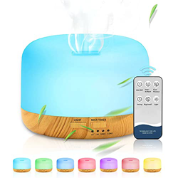 Punvot Humidificador Aceites Esenciales 450ml Humidificador Ultrasónico Humidificador Aromaterapia Silencioso con Luces LED de 7 Colores y Control Rem precio