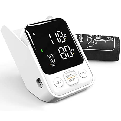 Tensiómetro de Brazo Digital, Monitor de Presión Arterial con Pantalla LCD, Deteccion de Irregular Arritmia, Brazalete 22-42cm, 2x90 Memoria, Tamaño L