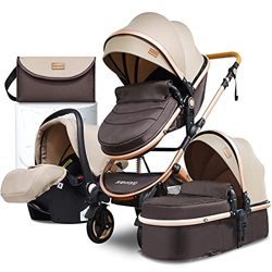 Babyfond Cochecito de bebe 3 en 1, Cochecito confort con capazo plegable, ligero Silla de paseo para bebé, desde el nacimiento hasta los 3 años (Caqui características