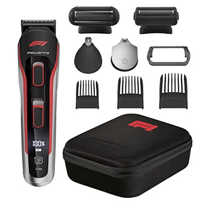 Rowenta Multiaccesorios Fórmula 1 TN944M - Recortadora de barba y cortapelos hombre y cuerpo, nariz y orejas, cuchillas de acero inoxidable, óptima pr