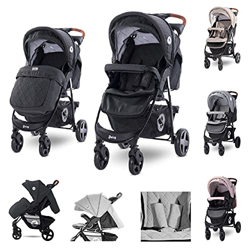 Lorelli Cochecito Buggy Daisy, reposapiés, ajustable, ruedas delanteras giratorias, color:negro en oferta