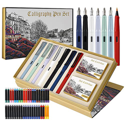 Juego de bolígrafos de caligrafía, 7 plumas estilográficas con diferentes puntas y 40 cartuchos de tinta, juego de caligrafía para principiantes, MU-0 precio