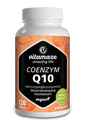 Vitamaze® Coenzima Q10 200 mg por Cápsula Vegano, 120 Cápsulas para 4 Meses, Contiene Ubiquinona, Naturales Antioxidantes de la Mejor Biodisponibilida