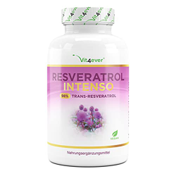 Resveratrol con 500 mg por cápsula - Premium: 98% Trans-Resveratrol de extracto de raíz de nudosa japonesa - 60 cápsulas - Altamente dosificado - Vega características