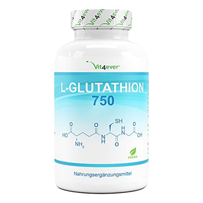 L-Glutathion con 750 mg por cápsula – Premium: glutatión reducida y bioactiva de fermentación – 60 cápsulas – dosis altas – Vegano – probado en labora