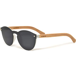 GOWOOD Gafas de sol redondas de madera de bambú para mujeres y hombres con lentes polarizadas oscuras de estilo especial de una pieza características