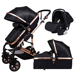 Anti-Shock Luxury Baby Stroller 3 in 1,Babyfond Convertible Bassinet to Toddler Stroller,Reinforced Frame for Safety,Vista Pram,Quick Fold Baby Carria precio