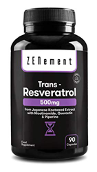 Trans-Resveratrol 500 mg, con Nicotinamida, Quercetina y Piperina, 90 Cápsulas | Antiedad, Envejecimiento Saludable, Antioxidante | Vegano, sin Conser características