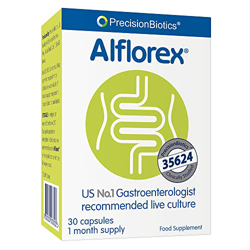 Alflorex® de PrecisionBiotics® | 30 cápsulas (suministro para 4 semanas) | Se ha demostrado que reduce la hinchazón, el dolor abdominal y los movimien características