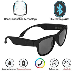 Gafas de Sol polarizadas Bluetooth Auriculares de conducción ósea Gafas Inteligentes Salud Deportes Micrófonos y micrófono inalámbricos,Black características