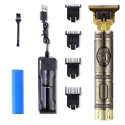 skrskr Cortadora de Pelo Profesional Recargable T9 USB 0mm Cortador de Cabeza Calva Herramienta de Tallado de Barba máquina de Corte de Pelo para Homb