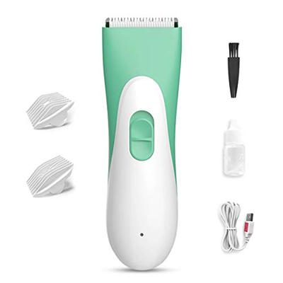 SONARIN Silencioso Cortapelos Para Bebé,Maquina Cortar Pelo para Bebe,Recargable por USB, Resistente al Agua, Peines Guía, con Safe Ceramic Blade(Verd