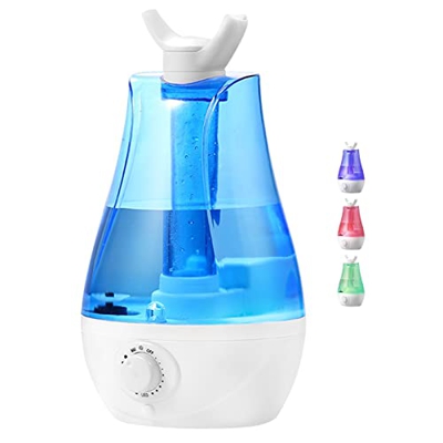 Humidificador Ultrasónico de 3 L Bebá, BelonLink Humidificador con luz nocturna y difusor de aroma con 2 Boquilla 360º Girable, 7 Colores LED, Depósit