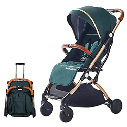 SONARIN Silla de paseo ligera y compacta,cochecito de portátil,plegable con una mano,arnés de cinco puntos,ideal para Avión(Verde) en oferta