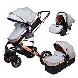 Babyfond carrito bebe 3 en 1, silla de paseo ligera, piel silla paseo 25 kg, plegado sistema de viaje con capazo, marco de aluminio, manillar regulabl en oferta