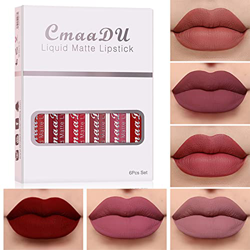 Líquido Pintalabios Traje, 6 PCS Mate Brillo Labial, Lápiz Labial Líquido de larga Duración Hidratante Impermeable, Maquillaje Profesional para Bálsam características