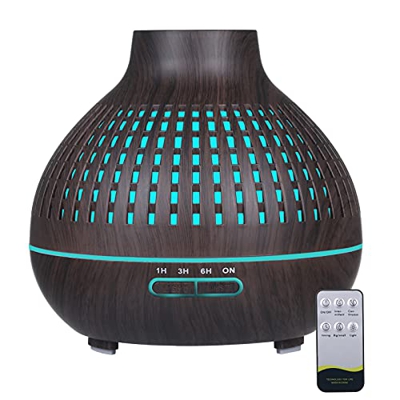 Decdeal 400ml Humidificador Ultrasónico de Aire, Lámpara Difusora de Aromas Aceite Esencial Aromaterapia con Mando a Distancia para Yoga, Oficina, Hog