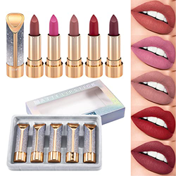 ONLYOILY 5PCS Mate Pintalabios 24H Permanente, Lápiz Labial de Larga Duración Hidratante Impermeable, Voluminizador Labios, Maquillaje Profesional Lab características