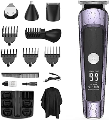 SUERW 5 en 1 Maquina Cortar Pelo, Cortapelos Hombre Barbero Electrico Profesional Recortadora de Barba Máquina de Afeitar Cortadora de Pelo Recargable