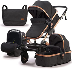 Babyfond carrito bebe 3 en 1, ligera silla de paseo 25 kg, plegado sistema de viaje con capazo, Bolso de mamá, cubierta para la lluvia, marco de alumi características