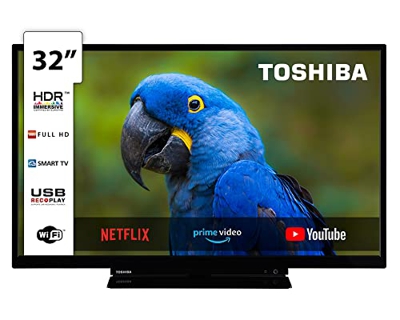 Toshiba TV 32L3163DG Smart TV de 32", con Resolución Full HD (1920 x 1080), HDR, Compatible con Asistente de Voz Alexa