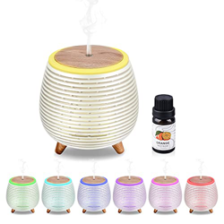 Ckeyin Humidificador Ultrasònico Mini Difusor 90ML Ambientador Aromaterapia con 1 Botellas de Aceite Esencial 100% Puro,Silencio,7 Luces LED de Color, precio