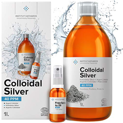 Plata Coloidal Prémium 1000 ml ● 40 ppm ● Óptima Concentración, Partículas más Pequeñas, Mejores Resultados ● Certificada por Laboratorio ● Incluye Pu en oferta