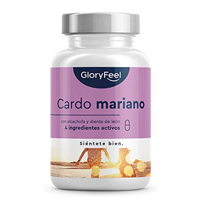 Cardo Mariano (500mg) con Alcachofa (400mg), Diente de León (150mg) y Desmodium (50mg) - Alta dosificación con 80% de Silimarina - Depurativos higado 