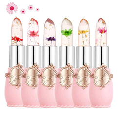 Pintalabios Clear Flower Jelly, 6 paquetes de bálsamo labial hidratante nutritivo, temperatura, cambio de color, lápiz labial mate, brillo de labios d en oferta