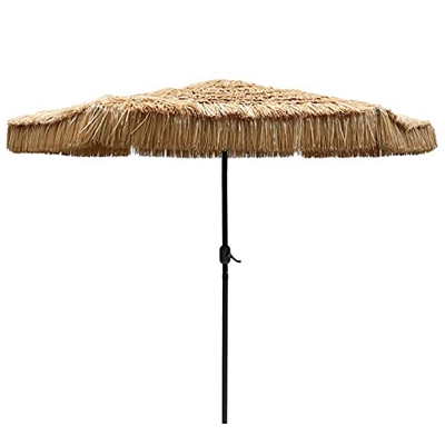 XMcKJ Sombrillas Sunbrella, Hawaii Thatch Patio Paraguas, Paraguas de Mesa al Aire Libre con manivela, para Patio, Playa, Piscina, Mercado, jardín, Cu