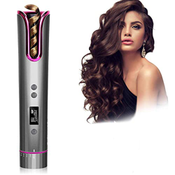 Rizador de pelo giratorio automático recargable por USB, rizador inalámbrico portátil/con pantalla LCD/calentamiento rápido/temperatura ajustable/temp precio