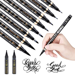 Goldge 8Pcs Pluma de Caligrafía, Pluma de Escritura Pincel Negros Bolígrafos de Tinta de Caligrafía Adecuado para Principiantes Escribiendo,Firma, Dis en oferta