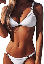 Bikini Brasileño para Mujer Triangular Acolchados Tops con Anillo Trajes de baño Dos Piezas Verano en oferta