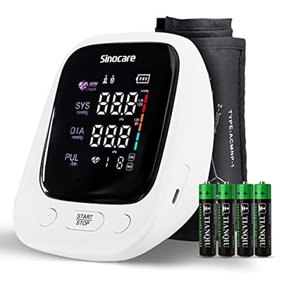 Tensiómetro de Brazo, Sinocare Monitor de Presión Arterial Digital Automatico con Gran Pantalla LCD, Deteccion de Irregular Arritmia,Home Blood Pressu