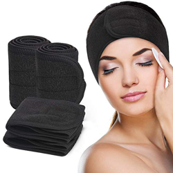 TOBWOLF 4 diademas de maquillaje para mujer, banda facial SPA con cinta mágica ajustable, antideslizante y elástica, toalla de rizo para baño, ducha,  en oferta