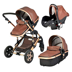 Babyfond carrito bebe 3 en 1, silla de paseo ligera, piel silla paseo 25 kg, plegado sistema de viaje con capazo, marco de aluminio, manillar regulabl características