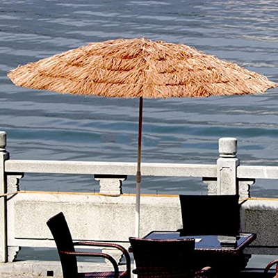 JRZTC Sombrilla de Paja Tiki Hawaii de 7 pies/2,15 m, sombrilla de Playa Redonda, sombrilla de Patio Tropical Parala, sin Base