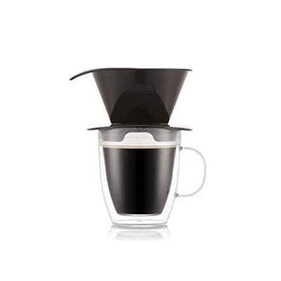 BODUM K11872-451SSA-Y21 POUR OVER Gotero de café y taza doble pared, 0,3l