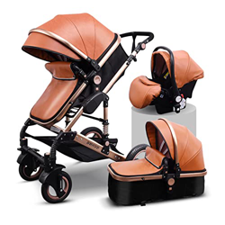 Babyfond carrito bebe 3 en 1, silla de paseo ligera, piel silla paseo 25 kg, plegado sistema de viaje con capazo, marco de aluminio, manillar regulabl características