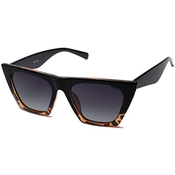 SOJOS Gafas De Sol Ojos de Gato Retro Polarizado Moderno Para Mujer SJ2115 Bella Con Marco Negro&Carey/Lente Gris Gradiente en oferta