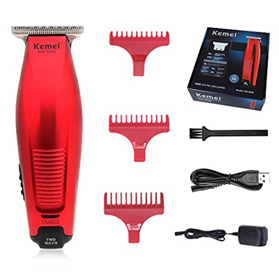 KEMEI Cortadora de pelo de precisión para hombre de corte de pelo de cabeza calva, profesional peluquero sin cable, máquina de corte de pelo recargabl