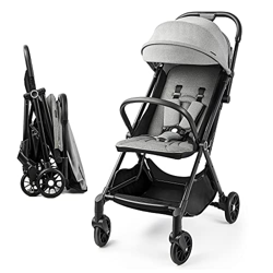 besrey Silla de Paseo Ligera, Plegado Automatico Carrito，Capota Desplegable para Niños, Gris características