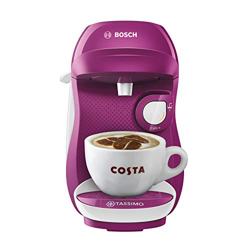 Tassimo Bosch Happy TAS1001GB - Cafetera (1400 W, 0,7 L), color morado y blanco características