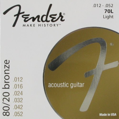 Fender guitarra acústica 80/20 luz con bola en el extremo, .012 – .052, 70L