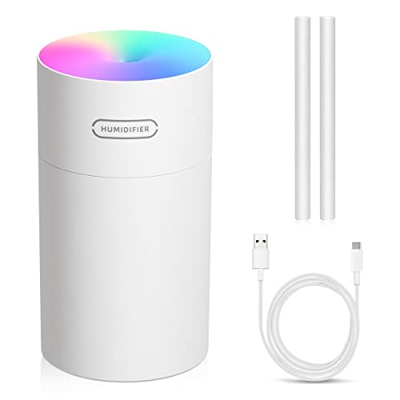 Humidificador por ultrasonido USB con depósito de agua de 270 ml, difusor de aroma, apagado automático sin agua, súper silencioso, para coche, oficina