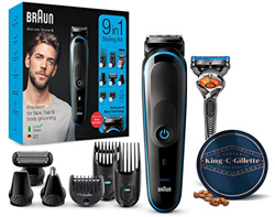 Braun MGK5280 9 en 1 - Recortadora de barba, set de depilaciónpara hombre + King C. Gillette Bálsamo Barba Hombre con Manteca de Cacao, Aceite de Argá en oferta